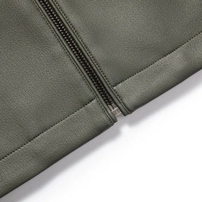 New Spring and Autumn 2025 Casual Leather Jackets, Men's Stand-Up Collar Leather Jackets, and High-End Large-Sized Goatskin Coat