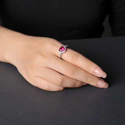 Heart Love 2.5ct Created Red Ruby 925 Sterling Silver Ring for Women Gemstone Daily Jewelry valentines day gift