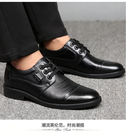 Men's Genuine Cow Leather Shoes Business Casual Shoes With Triple-Stitched Soles For Middle-Aged And Elderly Men 2025