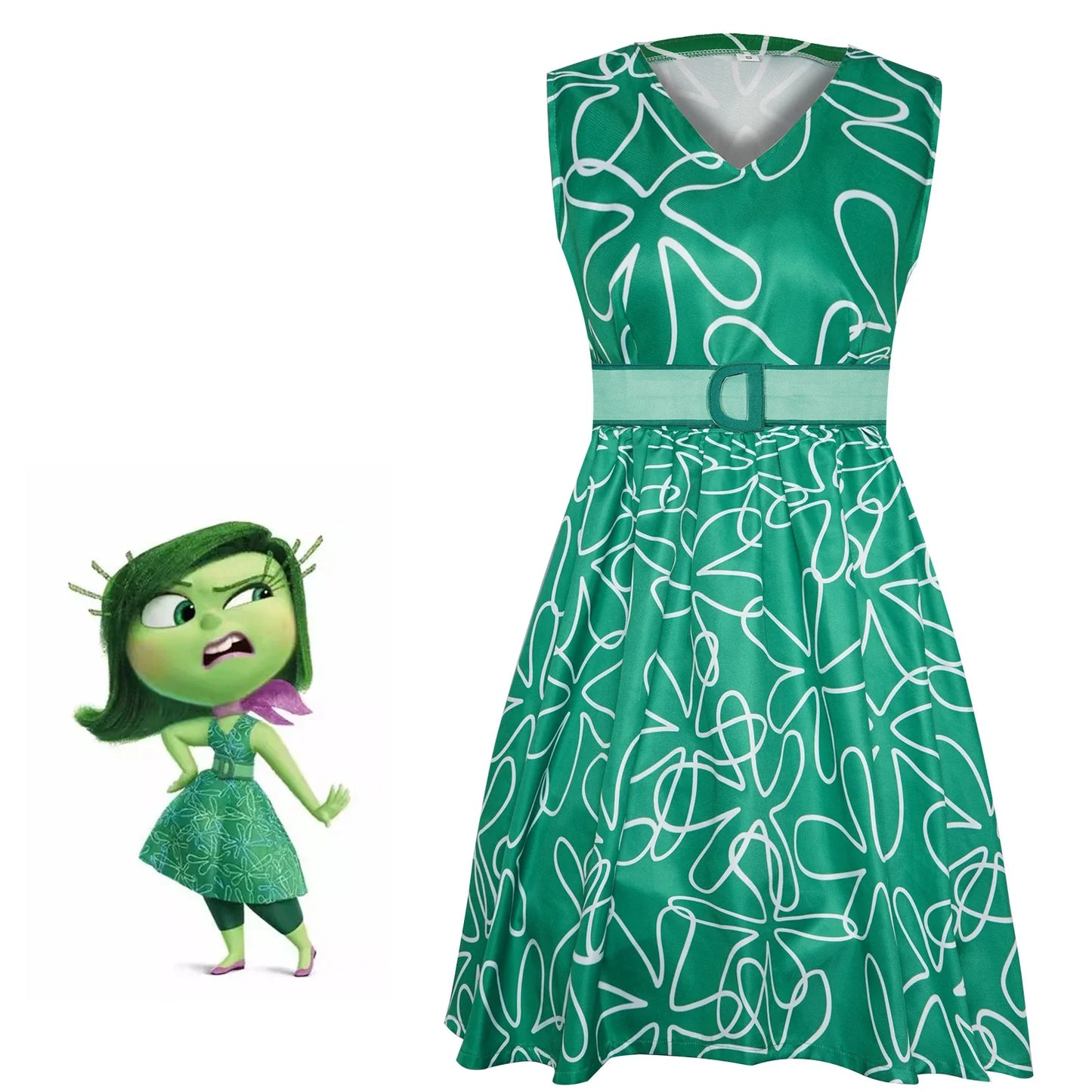 Movie Inside Out Joy Inspired Skater Dress Joy dress Joy Outfit Birthday Costume Inside Out Disgust Inspired Skater Dress Up