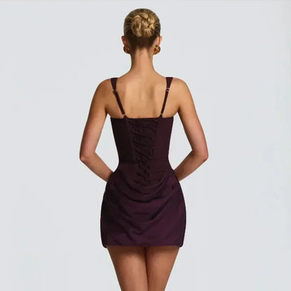Sexy Square-neck Halter Long Dress Women 2025 Pleated Sleeveless Backless High Waist Bodycon Dresses New Summer Lady Party Gowns