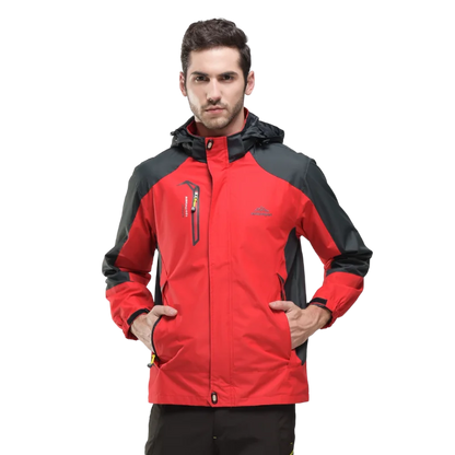 Men's Autumn Hiking Jacket Hooded Removable Waterproof Lightweight Rain Coat Trekking Outdoor Camping Casual Sportswear