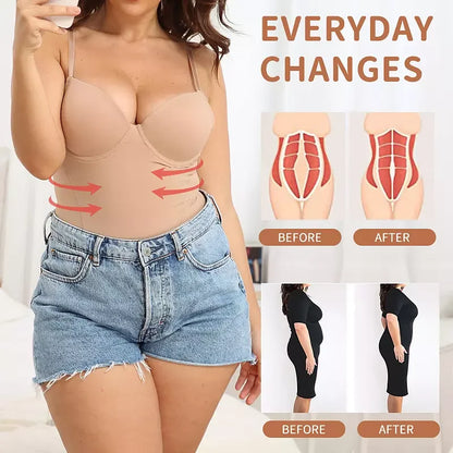 Shapewear Bodysuit for Women Slimming Body Shaper Waist Trainer Sexy V Neck Underwire Bra Jumpsuit Tummy Control Smooth Bodywear