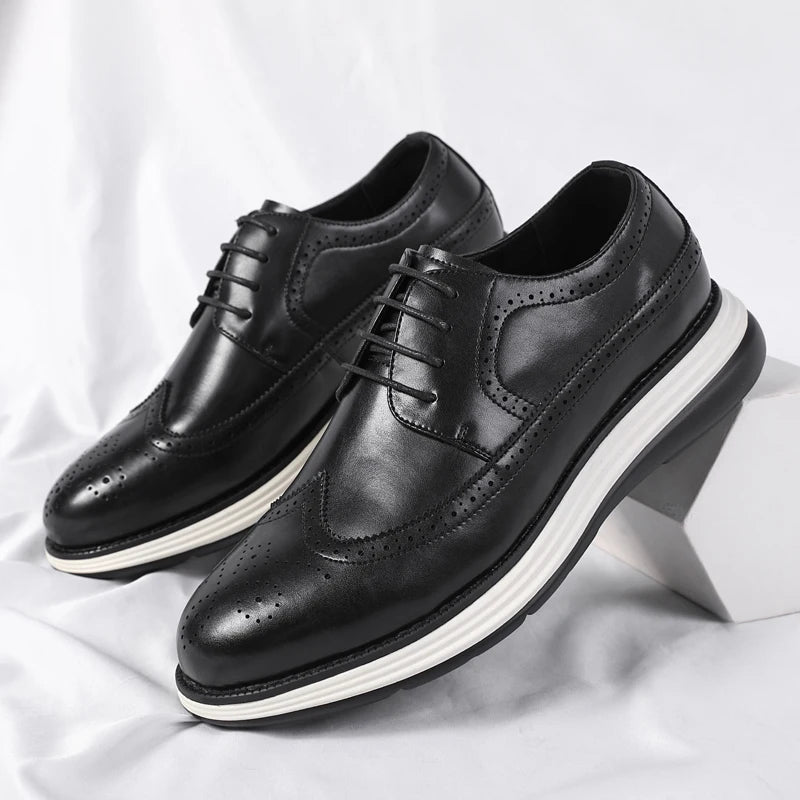 High End British Style Office Business Dress Shoes Men's Casual Leather Thick Soled Simple Walking Shoes Fashion Oxford Shoes