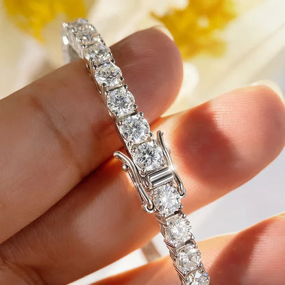 18k Gold Plated Moissanite Tennis Bracelet for Women 3/4/5mm Classic 925 Sterling Silver Certified Bracelet for Men Chain