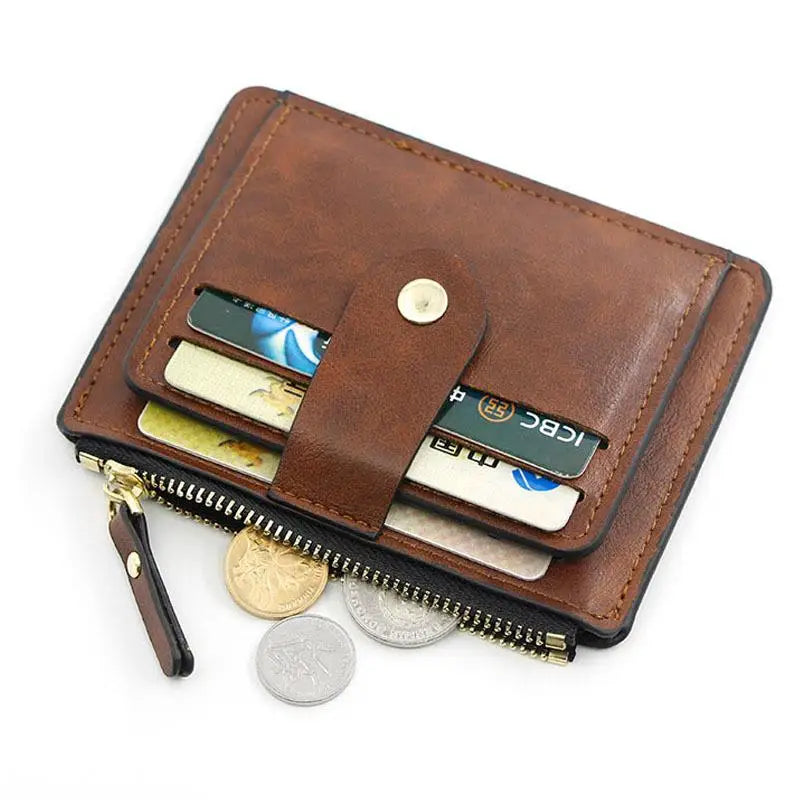 2026 Luxury Small Men's Credit ID Card Holder Wallet Male Slim Leather Wallet with Coin Pocket Brand Designer Purse for Women