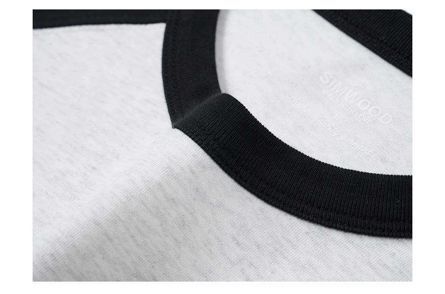 2026 Spring New 240g/sm Sorona Fabric Long Raglan Sleeve T-shirts Men Contrast Colors Tops