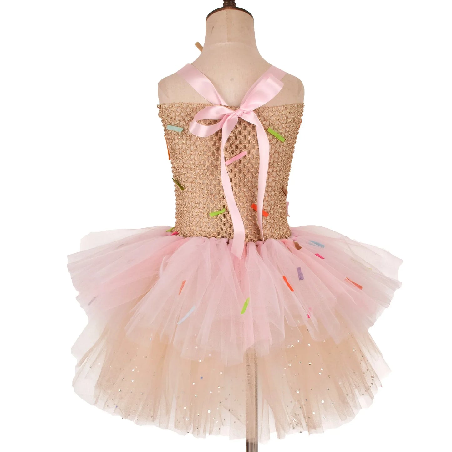 Sweet Ice Cream Candy-Themed Girls Dress for Kids Birthday Carnival Party Rainbow Tutu Children's Costume Wedding Outfits