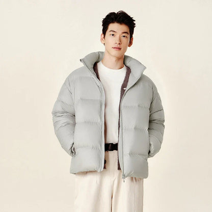 Down Jacket Men Winter Three-proof Windproof Waterproof Stain Resistant Thick Stand Collar Puffer Coat Lightweight Warm