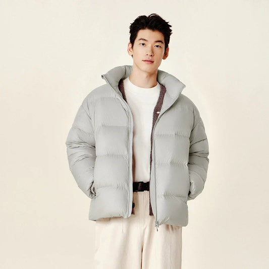 Down Jacket Men Winter Three-proof Windproof Waterproof Stain Resistant Thick Stand Collar Puffer Coat Lightweight Warm