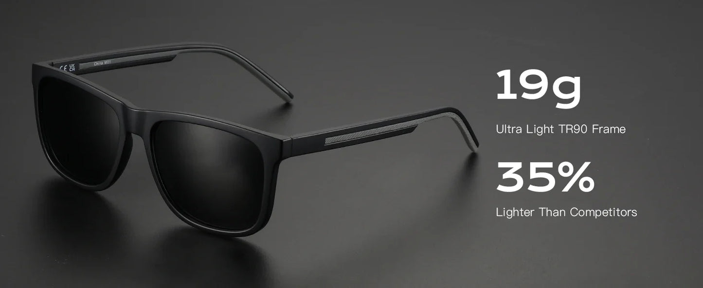 Men's Polarized Sunglasses - Lightweight TR90 Frame Square Mens Sunglasses UV400 Protection
