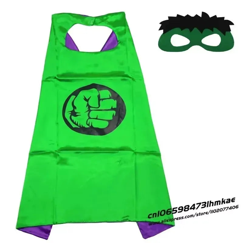 Superhero Masquerade Mask Cape Cloak Anime Spider Man Batman Cloak Action Figure Super Hero Toys Cosplay Child Party Gifts