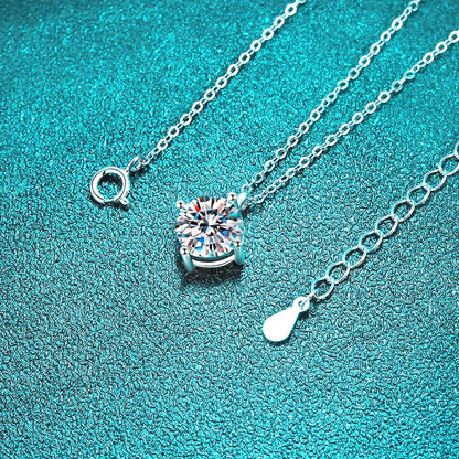 1ct VVS Moissanite Necklace for Women Simulated Lab Diamond Pendant Gift 100% Sterling Silver Wedding Jewelry Four-claw