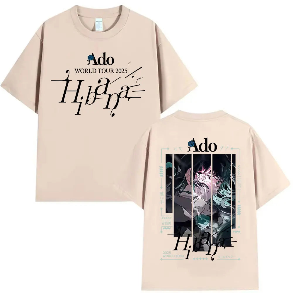 Japanese Ado Hibana WORLD TOUR 2025 New T-Shirts Men Women Clothing Gothic Short Sleeve T Shirt Hip Hop Oversized Cotton T-shirt