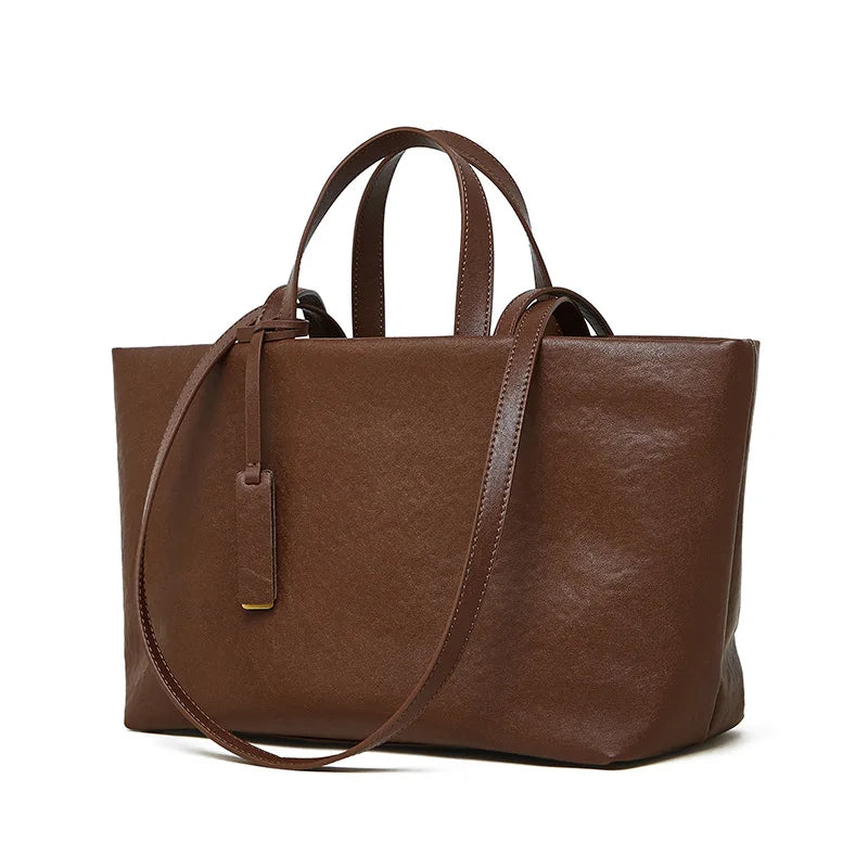 Luxury Women's Shoulder Bag Soft Leather Large Capacity Square Fashion Tote Bag Korean Fashionable Handbag Shopping Underarm Bag