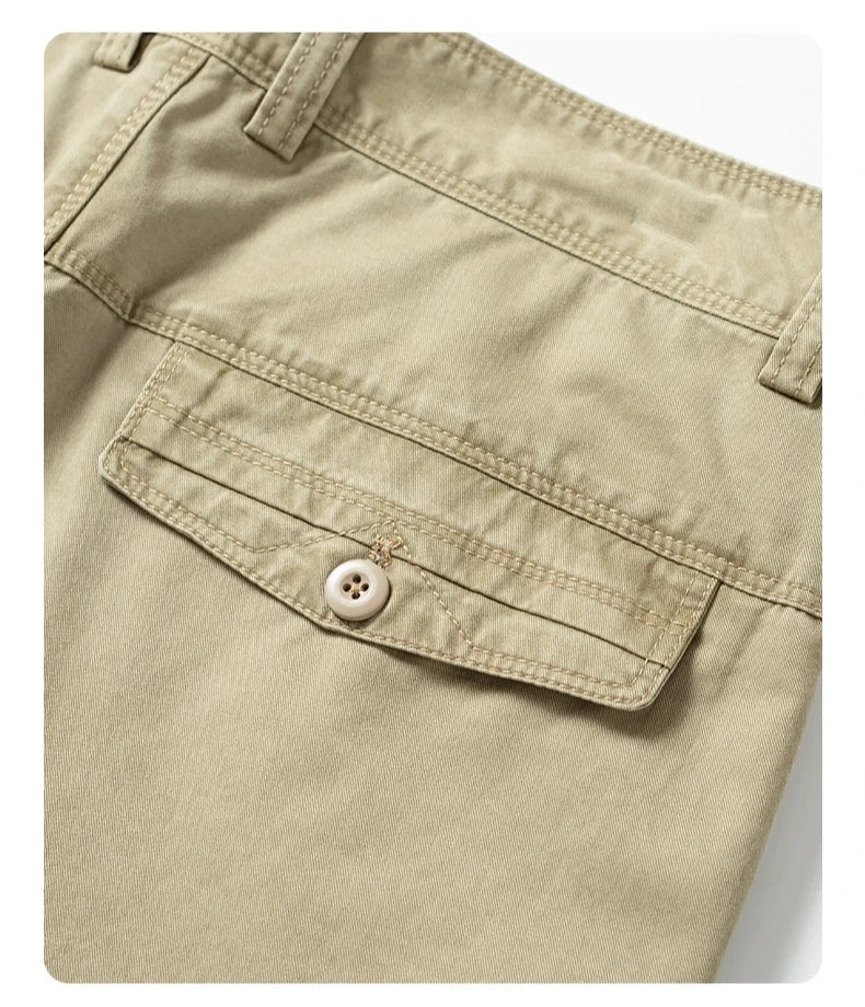 100% Cotton Straight Casual Pants Men's New Cargo Pocket Fashion Brand Comfortable High Quality Business Male Pants