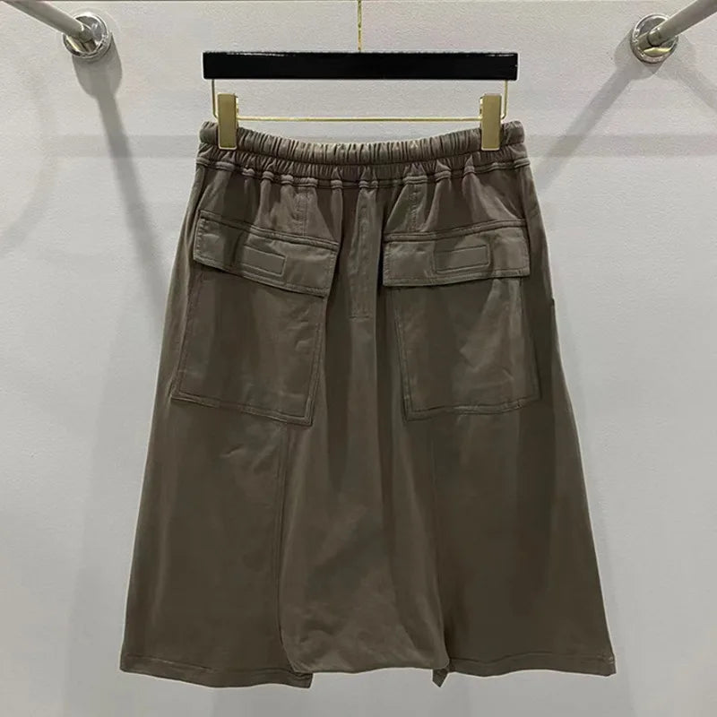 Summer New Men's Tide Y2K Original Design High Street cotton Fashion Punk Dark Casual Loose Cropped Pants Shorts Ins HK5611