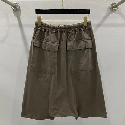 Summer New Men's Tide Y2K Original Design High Street cotton Fashion Punk Dark Casual Loose Cropped Pants Shorts Ins HK5611