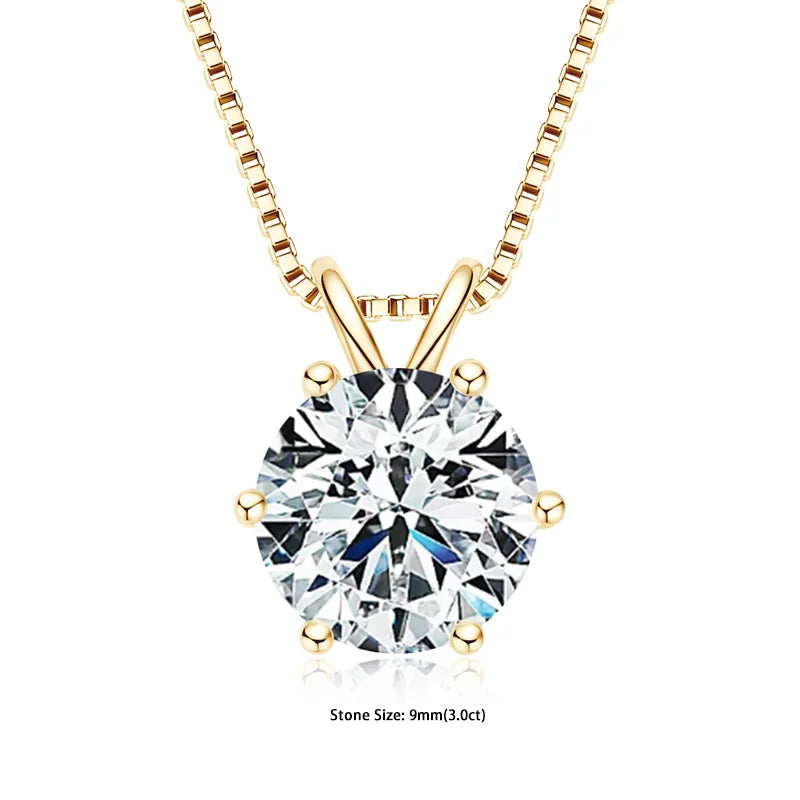 GRA Certified Multi-size Round Moissanite Pendant Necklaces For Women 925 Sterling Silver Solitaire Chain Jewellry Gift