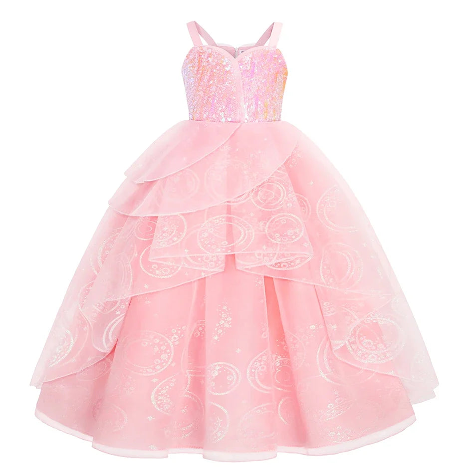 Girls Princess Dress Kids Elsa Anna Snow White Aurora Belle Rapunzel Peach Halloween Costume Children Birthday Party Clothes