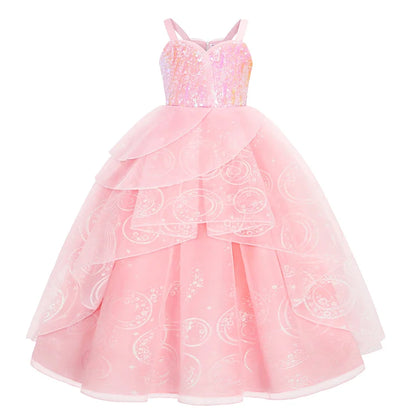 Girls Princess Dress Kids Elsa Anna Snow White Aurora Belle Rapunzel Peach Halloween Costume Children Birthday Party Clothes
