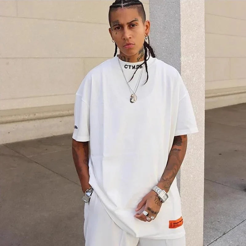 Black White Classic Letters Embroidery T-Shirt Men Women Simple Oversized Best Quality T Shirt Tops Casual Fashion Tees