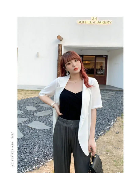 Office Lady Blazers Women Solid Lazy Style Summer Work Wear Casual Mujer Formal Vintage Outwear Clothing Elegant Ulzzang Daily