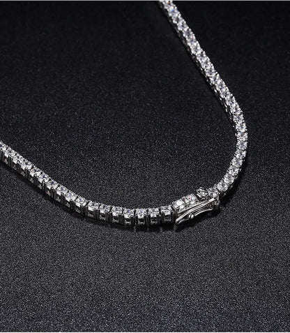 Sparkling Real Full 2.5/3/4/5mm D Color Moissanite Tennis Necklace for Women S925 Silver Diamond Neck Chain Necklaces Gift