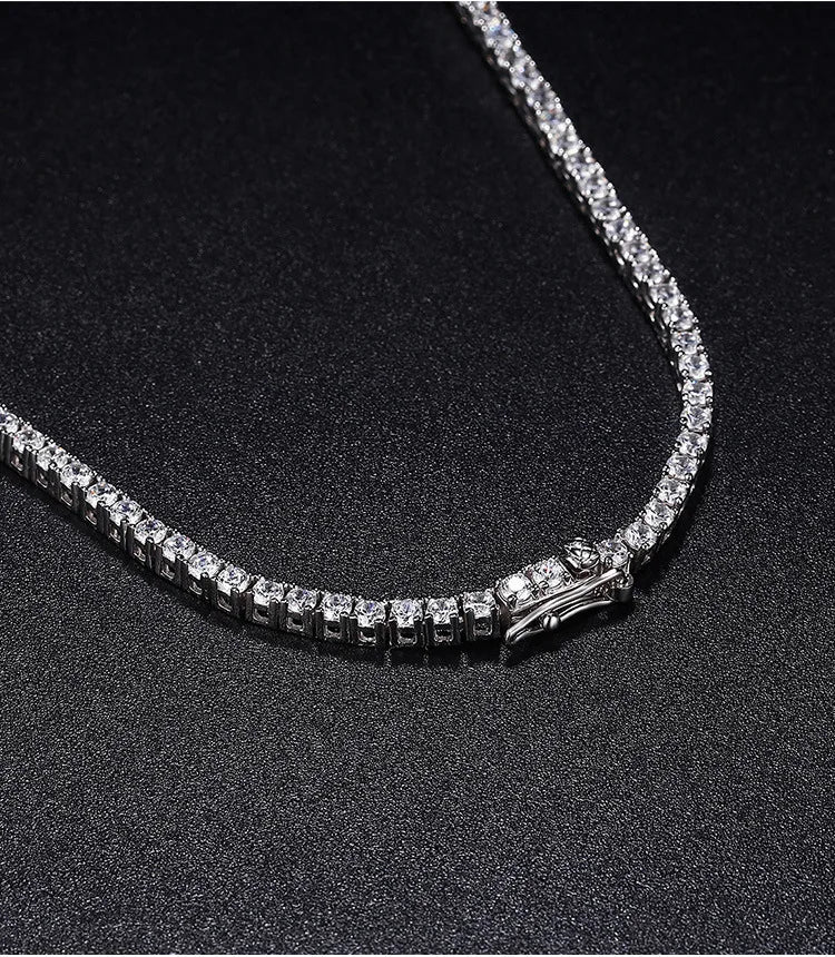 Real 2-5mm Full D Color Moissanite Tennis Neck Chain Necklace for Woman Man 925 Silver GRA Certified Party Bridal Necklaces