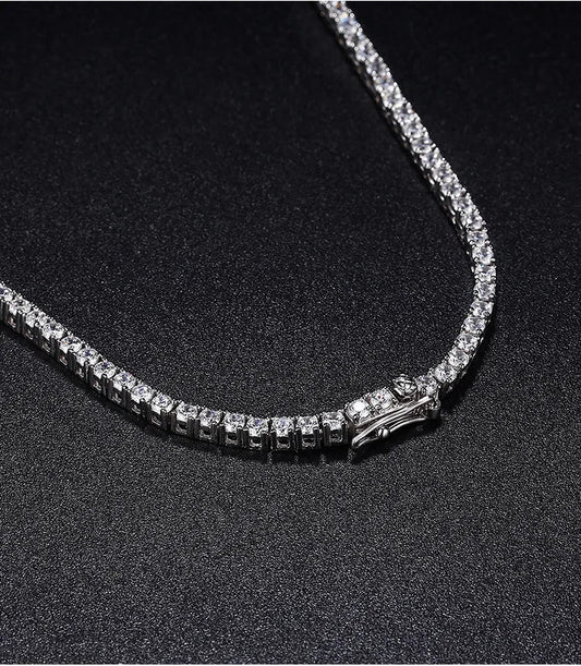 Real 2-5mm Full D Color Moissanite Tennis Neck Chain Necklace for Woman Man 925 Silver GRA Certified Party Bridal Necklaces