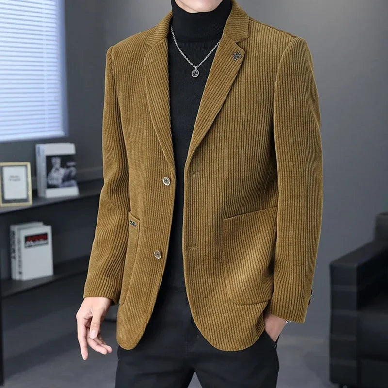 Blazer Boutique Men's Fashion Business Casual Solid Color Korean Version of The Trend Simple Casual Elite Party Gentleman Suit