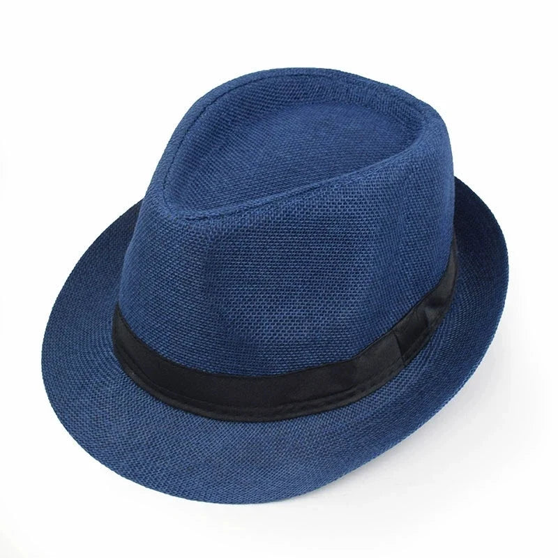 New Summer Linen Fedora Jazz Hat British Style Unisex Straw Hat Beach Sun Hat Sun Protection Korean Style Sun Hat
