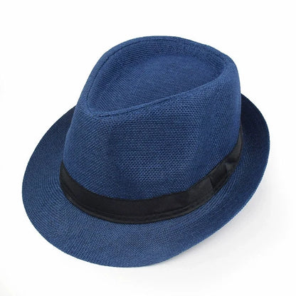 New Summer Linen Fedora Jazz Hat British Style Unisex Straw Hat Beach Sun Hat Sun Protection Korean Style Sun Hat