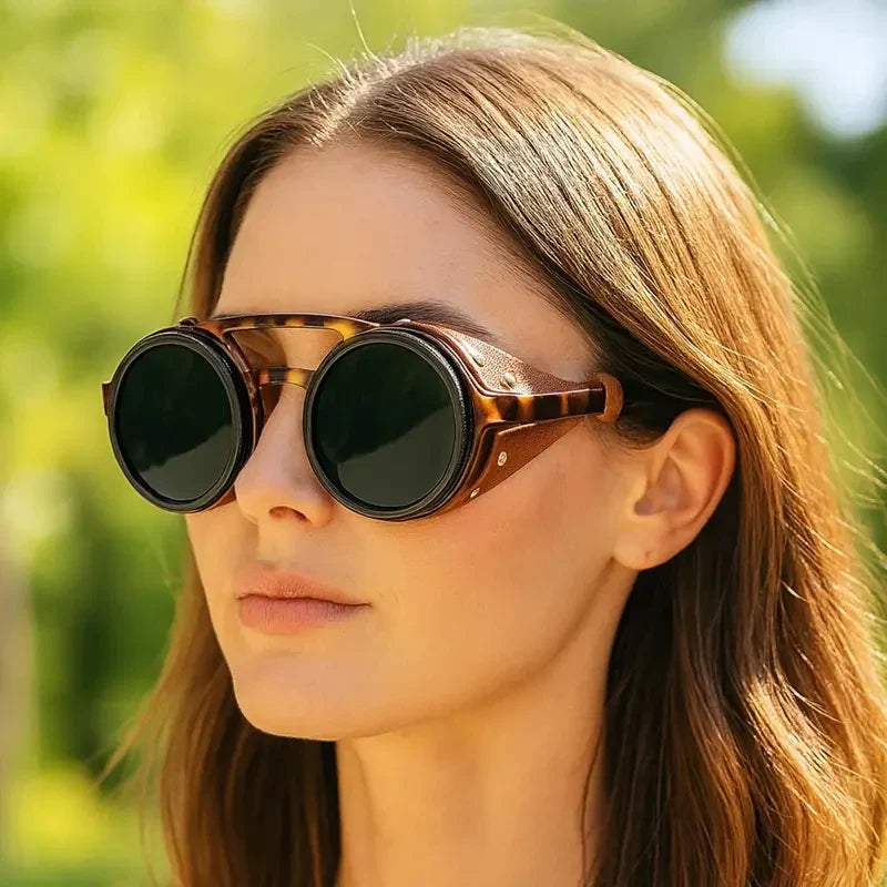 High Quality ND9 Adjustable Dimming Sunglasses Retro Punk Round Men's Outdoor Fishing UV400 Polarized Driving Sunglasses