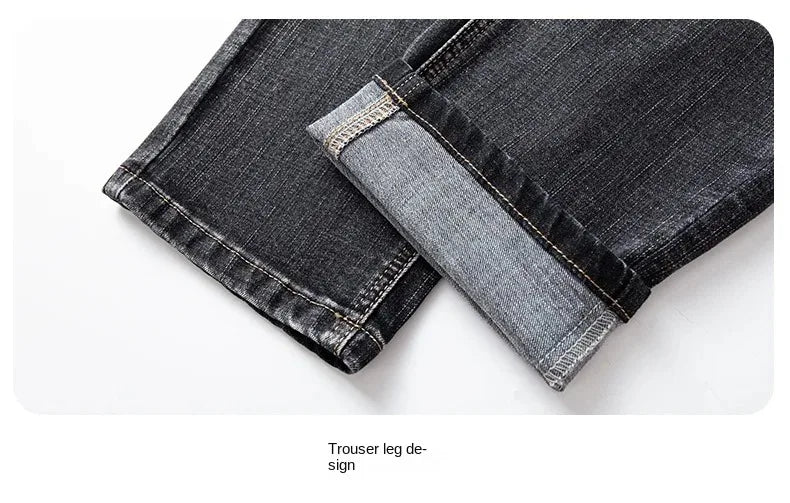 2026 Regular Fit Jeans Classic Style  Spring Summer New Men's Light Blue Stretch Denim Fabric Pants Male Brand