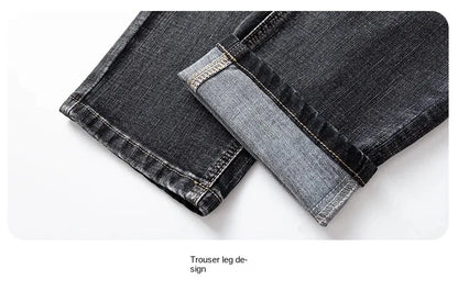 2026 Regular Fit Jeans Classic Style  Spring Summer New Men's Light Blue Stretch Denim Fabric Pants Male Brand