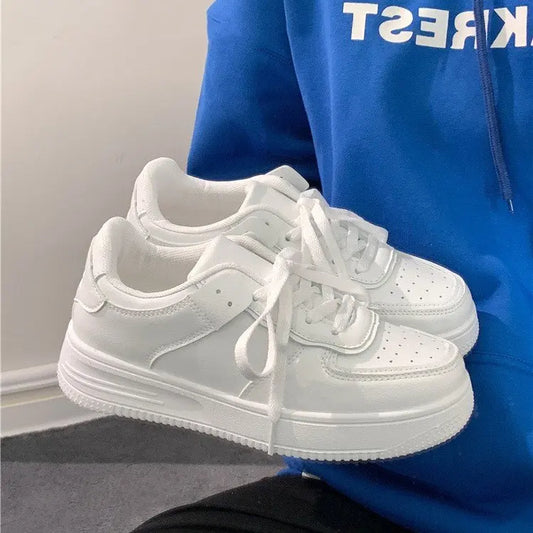All Season Student Casual White Shoes Children Solid Color Sneaker Kids Soft Soled Versatile Casual Board Shoes Front Lacing