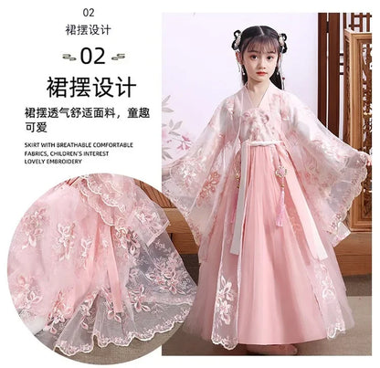 Girl Modern Hanfu Chinese Style Dress Halloween Fairy Kids Clothes Vestidos Traditional Cosplay Children Costume Girls Dresses