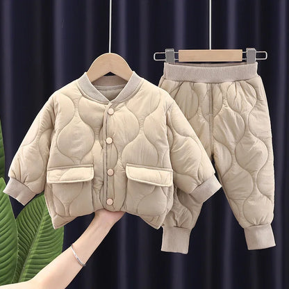 New Winter Baby Clothes Set Children Boys Thick Cotton Jacket Pants 2Pcs/Sets Infant Girls Clothing Toddler Coat Kids Tracksuits