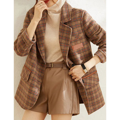 Plaid Suit Women's Jacket Autumn Winter 2025 New Fashion Long Sleeve Warm Blazer Female Coats Casual Office Ladies Overcoat Tops