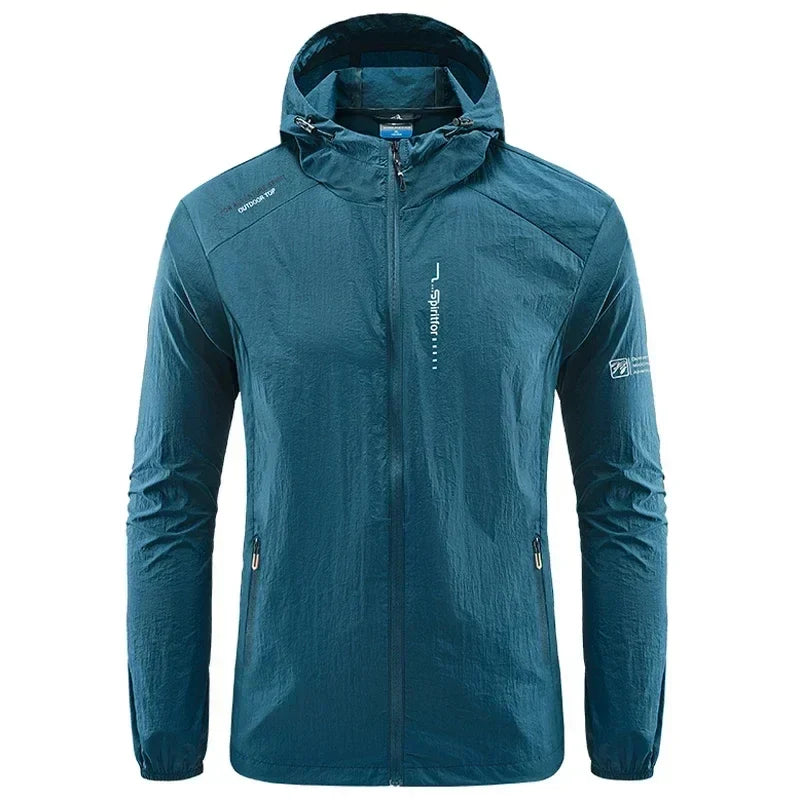 UPF50+ Summer Outdoor Quick Dry Sun-Protective Thin Jacket Men Hiking Fishing Cycling Hooded Gym Sport Ultra Light Windbreaker