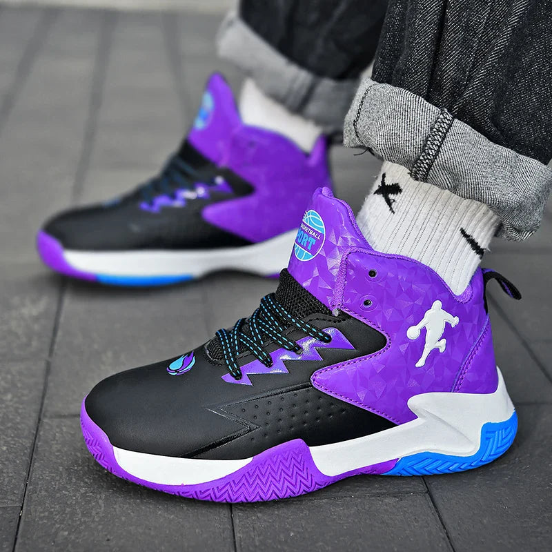 Fashion Basketball Shoes for Kids High-top Sneakers Children Casual Sports Shoes Ankle-protected Anti-slippery Gym Trainers Boys