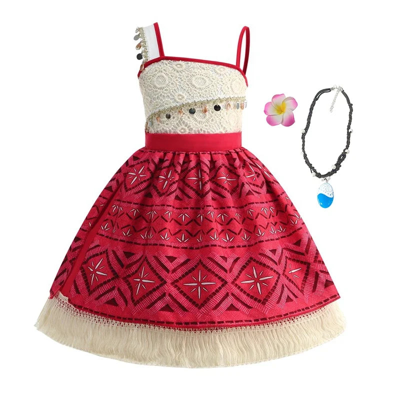 Summer Kids Princess Costume Children Disney Moana Halloween Dress Girl Vaiana Dinner Dress Ocean Adventure Pageant Disguise