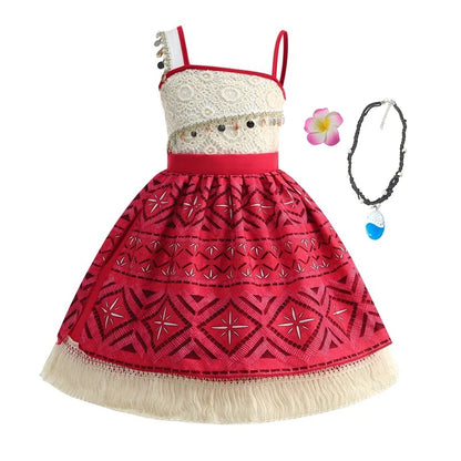 Summer Kids Princess Costume Children Disney Moana Halloween Dress Girl Vaiana Dinner Dress Ocean Adventure Pageant Disguise