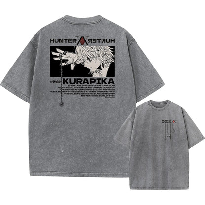 Vintage Anime Hunter X Hunter Acid T Shirt Graphic Print Tees Men Women Manga Street Washed 100% Cotton T Shirts Unisex