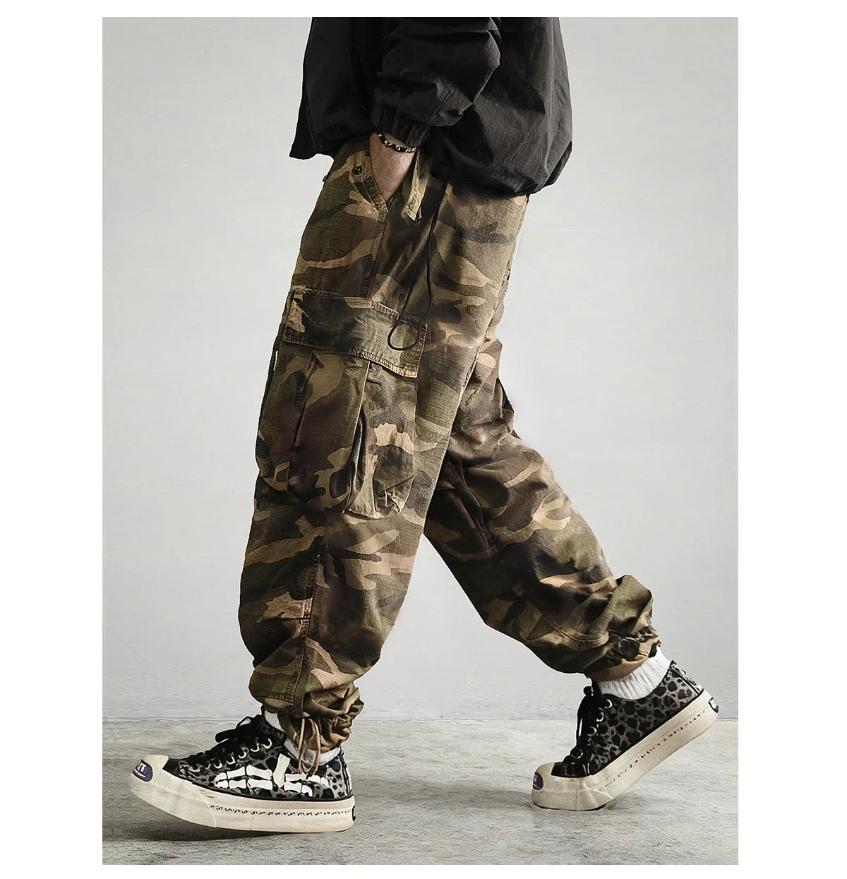 Mens American Camo Tactical Cargo Pants Outdoor Hiking High Quality Relaxed Fit Straight Leg 100% Cotton Casual Trendy Trousers