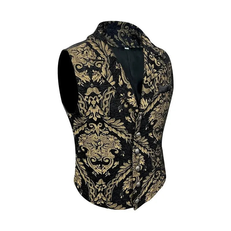 Four Seasons Men Suit Vest Contrast Color Printed Male Vest Slim Single-breasted Sleeveless Versatile Man Waistcoat