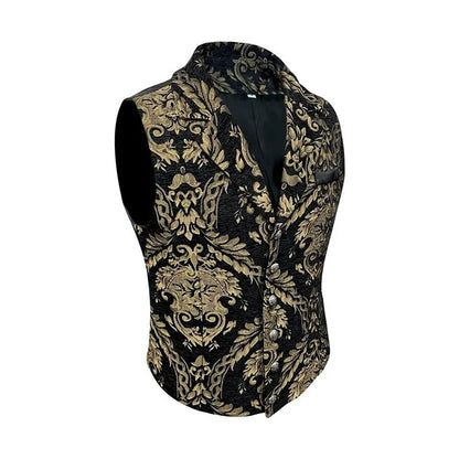 Four Seasons Men Suit Vest Contrast Color Printed Male Vest Slim Single-breasted Sleeveless Versatile Man Waistcoat