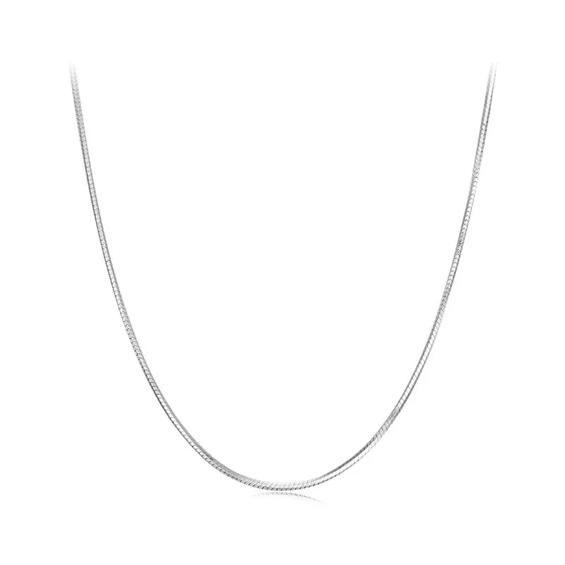 Solid Gold Over 925 Sterling Silver Chain Necklace for Women Girls, Stackable Round Snake Chain For Daily DIY Pairing