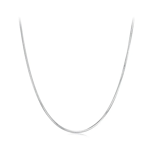 Solid Gold Over 925 Sterling Silver Chain Necklace for Women Girls, Stackable Round Snake Chain For Daily DIY Pairing
